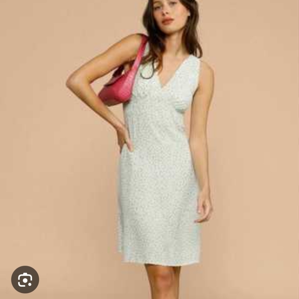 Rouje Silvia Dress Green White Floral V Neck Sleeveless 34 Parisian Romantic